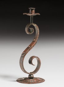 Arts & Crafts Hammered Copper Candlestick c1920