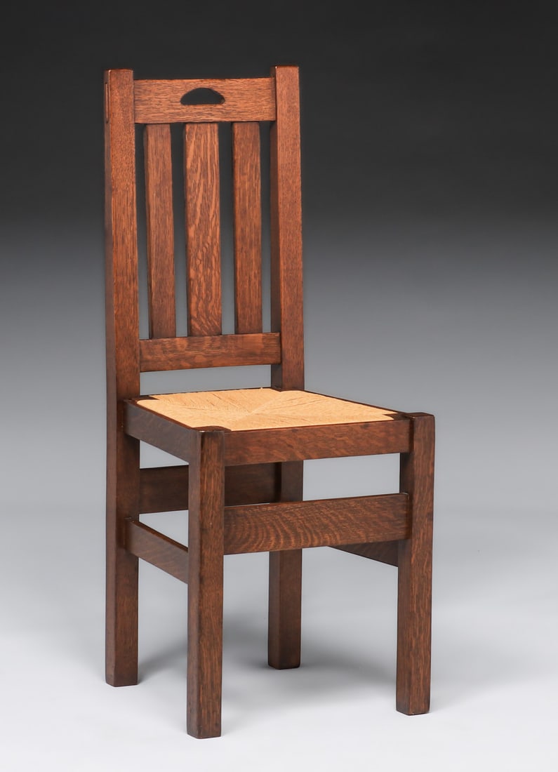 Stickley Brothers Handle Cutout Side Chair c1905 (1 of 3)