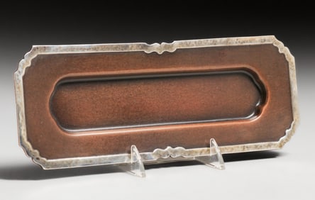 Joseph Heinrichs - Shreve & Co Hammered Copper & Silver Pen Tray c1910
