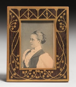 Erhard & Sohne - German Art Nouveau Secessionist Mahogany & Brass Picture Frame c1905