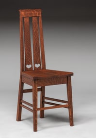 Early Stickley Brothers Double Heart Cutout Side Chair c1905