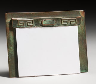 Arts & Crafts Period Abalone & Bronze Paper Pad Holder c1910