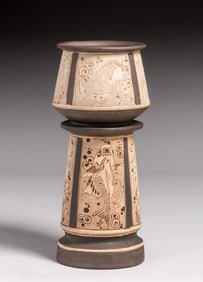 Large Weller Claywood Fish Jardiniere & Pedestal c1910s