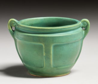 Roseville Pottery Matte Green Two-Handled Vase c1920