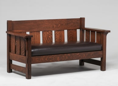 Lifetime Furniture Co Slatted Bench Settle c1910