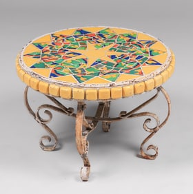 Malibu & Gladding McBean Star Mosaic Iron & Tile Top Table c1920s