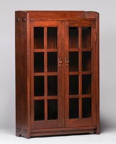 Gustav Stickley Two-Door Mitered-Mullion Bookcase c1902