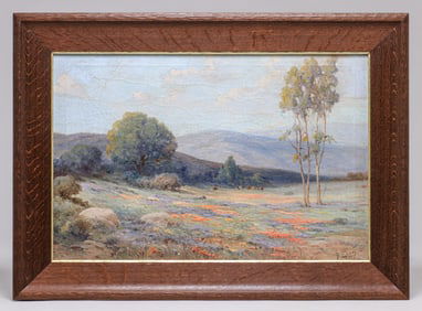 Angel Espoy (1879-1963) California Eucalyptus, Poppies & Lupine Painting c1910s
