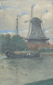 Rookwood Pottery Carl Schmidt Dutch Windmill Scenic Plaque 1912