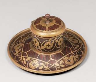 Erhard & Sohne – German Art Nouveau Secessionist Mahogany & Brass Inkwell c1905