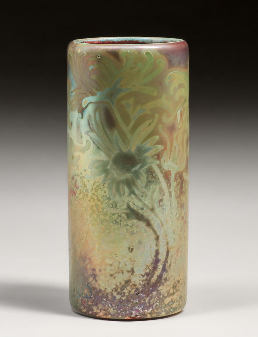 Weller Sicard Iridescent Cylinder Vase c1905 (1 of 6)