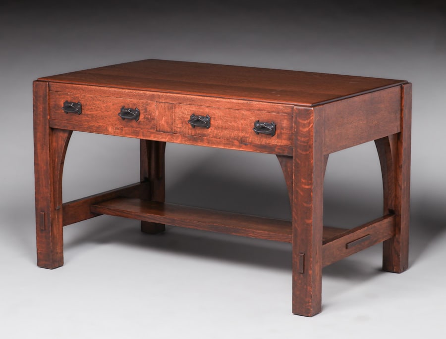 Limbert Two-Drawer Library Table c1910 (1 of 4)