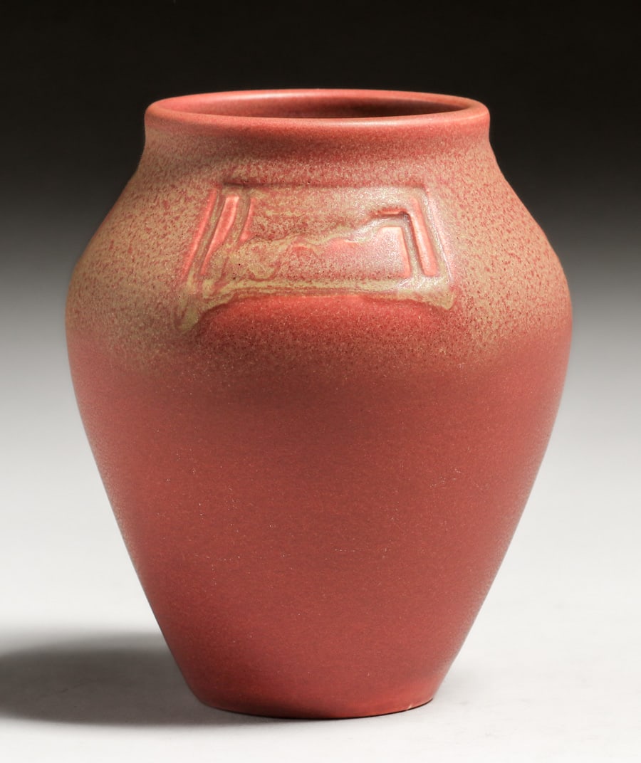 Rookwood Pottery #915E Carved Matte Red Vase 1906 (1 of 4)