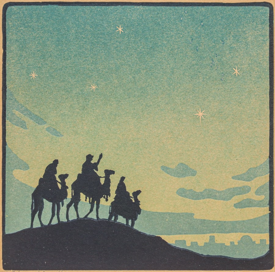 John Hall Thorpe (1874-1947) Color Woodcut "The Wise Men" c1920 (1 of 5)