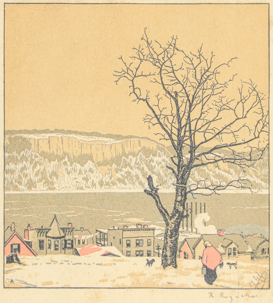 Rudolph Ruzicka (1883-1978) Color Woodcut "Palisades" c1917 (1 of 5)