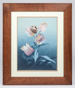 Oscar Droege (1898-1983) Color Woodcut "Tulips" c1920s