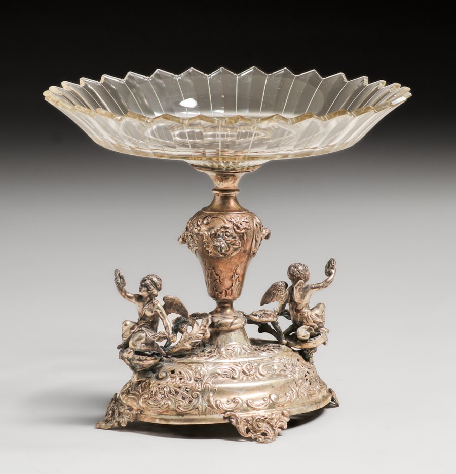 Victorian Silver-Plate & Crystal Centerpiece c1890s (1 of 7)