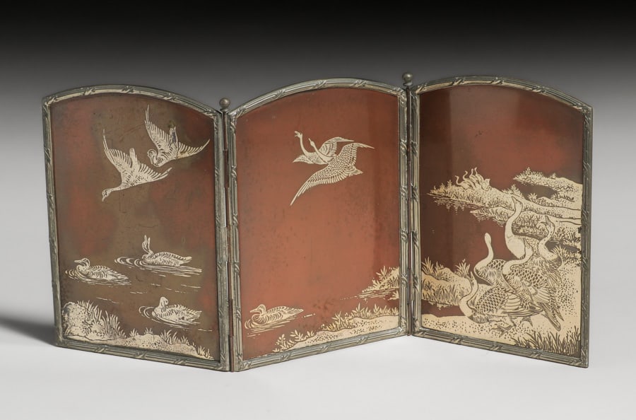 Reed & Barton Copper & Silver Three-Panel Tea Screen c1910 (1 of 7)