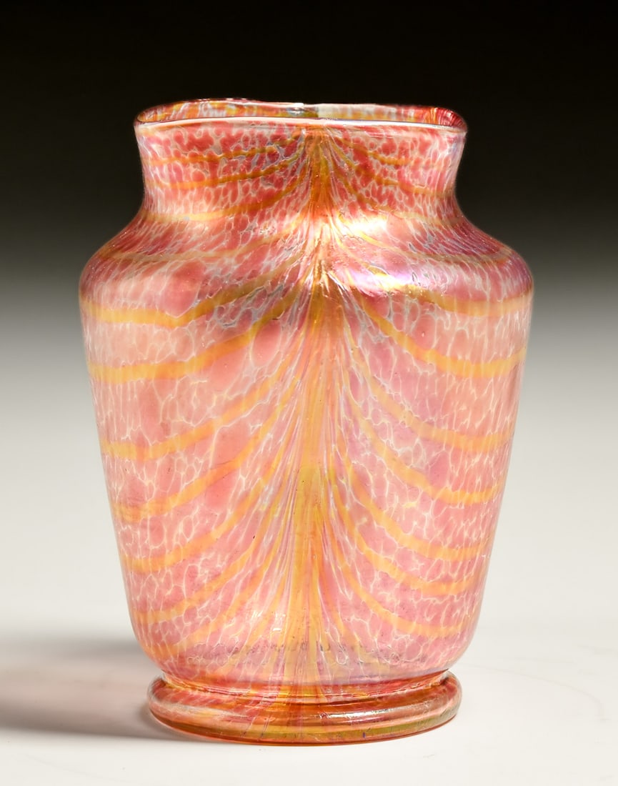 Loetz Fritz Heckert Art Glass Vase c1900s: Loetz Fritz Heckert Art Glass Vase c1900s. Unsigned. Perfect condition. 8.25"h x 6"d. Spend $7500 or more at our two day auction and all of your SHIPPING IS FREE within the lower 48 states. SHIPPING W
