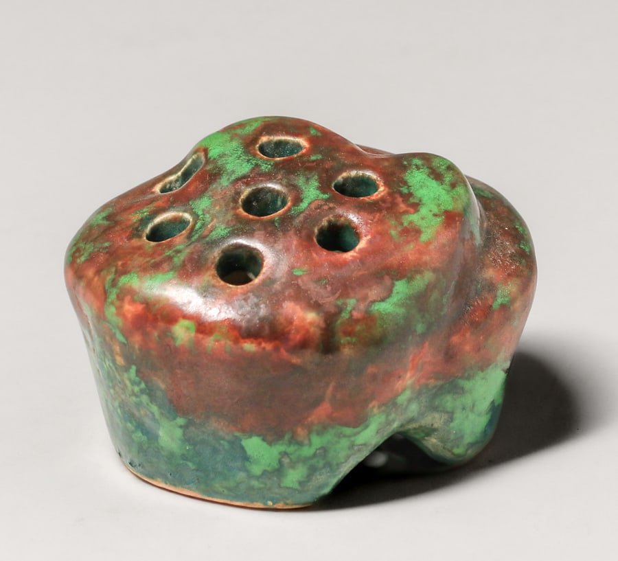 Weller Pottery Coppertone Flower Frog c1910s. (1 of 6)