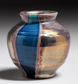 Pewabic Pottery Blue Streak Iridescent Vase c1930s