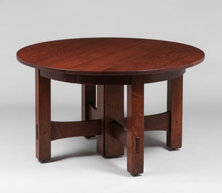 Gustav Gustav Stickley 54"d Five-Leg Dining Table c1910