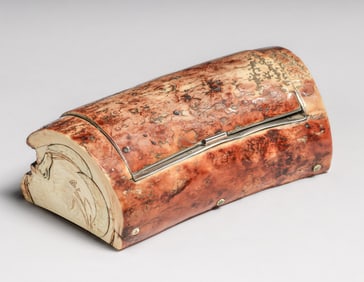 Thomas Johnson - London Sterling Silver Mounted Carved & Fossilized Jewelry Box 1858