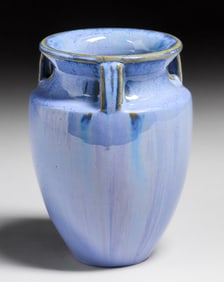 Fulper Pottery Three-Handled Chinese Blue Vase c1917-1920