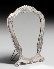 Friedrich Adler - Osiris Art Nouveau Pewter Peacock Mirror c1905