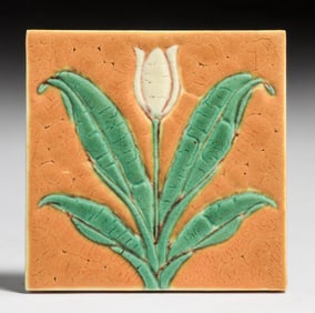 Grueby Faience Co - Boston Tulip Tile c1910s