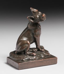 Paul Herzel Copper Clad Bulldog Paperweight Bookend c1920s
