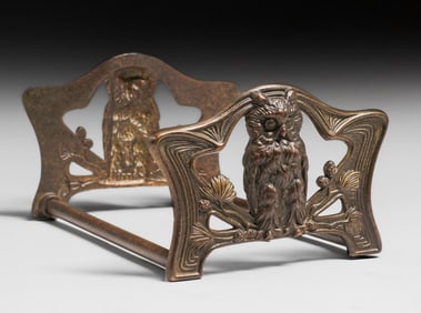 Bradley & Hubbard Brass Owl Table-Top Bookrack c1920