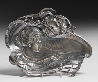 WMF - German Art Nouveau Pewter Tray c1900s