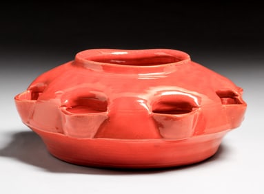 Bauer Pottery Orange Cutout Mat Carlton Cactus Bowl c1920