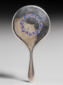William Hair Haseler (1821-1909) Sterling Silver & Enamel Hand Mirror c1900