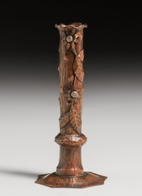 Arts & Crafts Hammered Copper & Silver Stem Vase c1910
