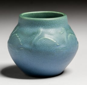 Rookwood Pottery #2097 Matte Blue Swans Vase 1916