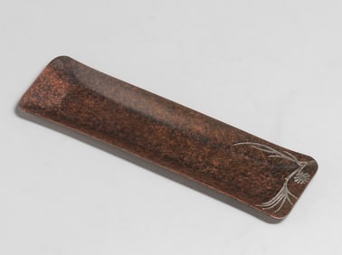 Heintz Sterling on Bronze Pine Needle Pen Tray c1915