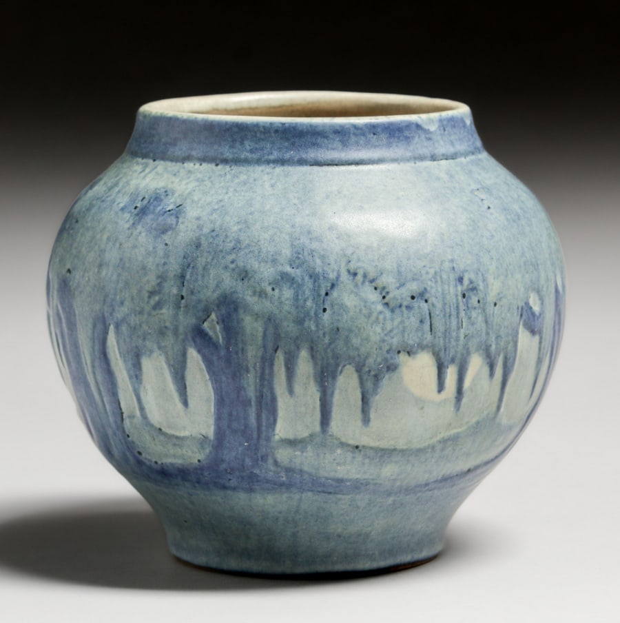 Newcomb College Anna Frances Simpson Spanish Moss & Moon Scenic Vase 1927 (1 of 6)