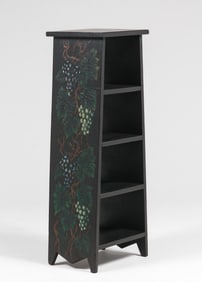 Arts & Crafts Period Grapevine Pyrography Magazine Stand c1910