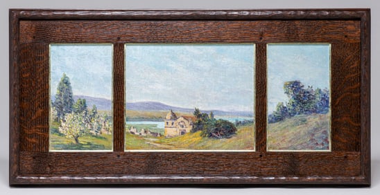 Carmel Mission Triptych Painting c1910s