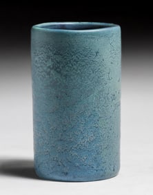 Hampshire Pottery Matte Blue Cylinder Vase c1910