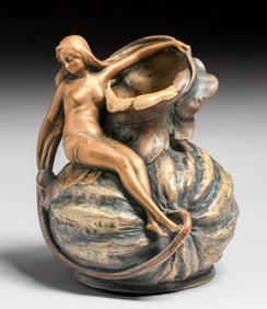 Amphora Porcelain Ernst Wahliss Turn-Tepliz Gourd & Maiden Vase c1900s