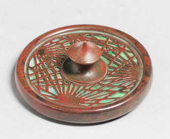 Tiffany Studios #936 Pine Needle Bronze Overlay Paper Weight c1910