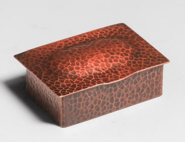 Small Dirk van Erp Hammered Copper Stamp Box c1913-1914