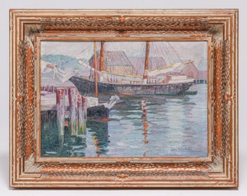 John Fulton Folinsbee (1892-1972) Painting Gloucester Harbor c1919