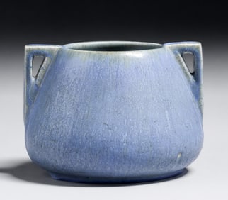 Fulper Pottery Matte Blue Two-Handled Vase c1910