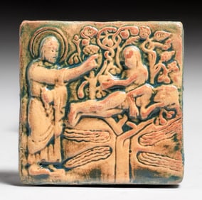 Moravian Tile - Doylestown, PA "Adam & Eve" Tile c1920s