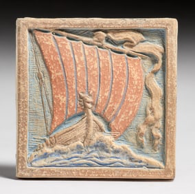 Moresque Tile Co - Oakland, CA Viking Ship Tile c1920s