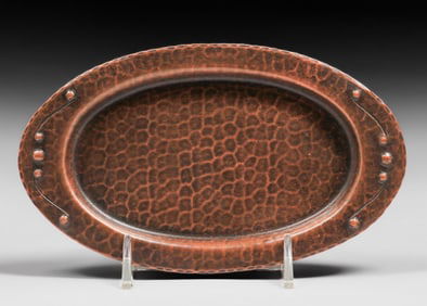 Old Mission Kopper Kraft Hammered Copper Oval Tray c1922-1925